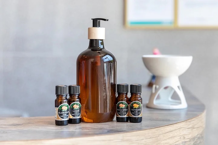 Aromatherapy oils prepared for massage at SanSuk Sanctuary